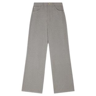 SANDRO2026春季新款女装法式时尚棉质仿钻饰点缀直筒阔腿牛仔裤