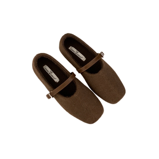 法式复古风加绒平底豹纹单鞋女2025新款配裙子百搭一字带玛丽珍鞋