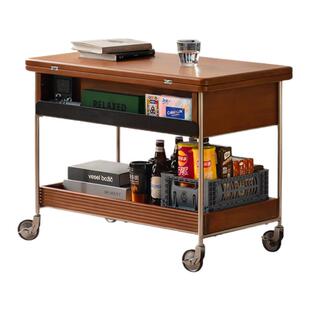 森活岛茶几客厅家用小户型2025新款可移动折叠实木中古风沙发边几