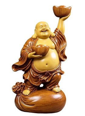 招财元宝弥勒佛摆件笑口常开中式禅意客厅玄关酒柜茶室装饰工艺品