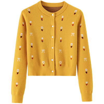 【绵羊毛】BANANA BABY2025年冬季新款田园风原创提花毛衫女开衫