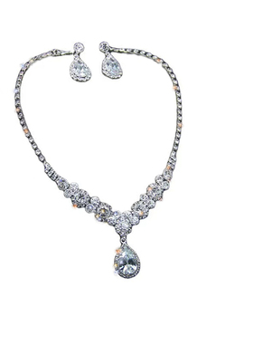 新款精致甜美清新新娘锆石项链耳环套装婚纱礼服配饰晚宴活动首饰