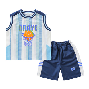 右欧儿童背心套装夏季速干运动足篮球服宝宝无袖T恤上衣男童童装