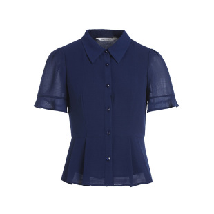 2026新款设计感短袖雪纺衬衫女夏季气质修身OL内搭衬衣短款上衣