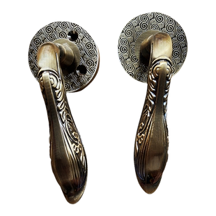 万嘉WANJIA青古铜仿铜把手三孔锌合金分体防盗门大门锁门拉手手柄