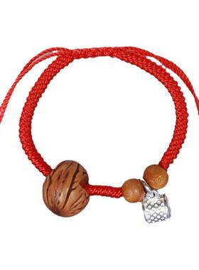 手工雕刻野生桃核压惊金刚结