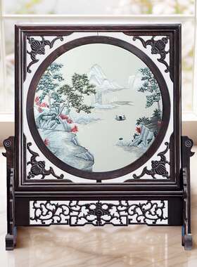 手工双面绣刺绣摆件屏风客厅装饰画苏绣中式工艺品台屏礼品礼物
