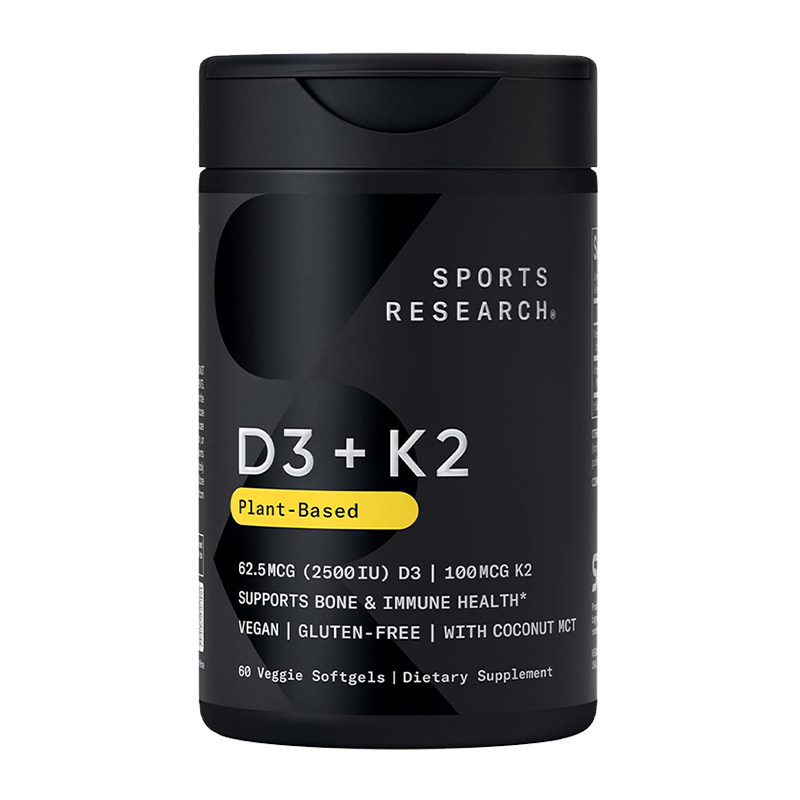 SportsResearch 2500IU维生素D3K2焕能瓶骨骼健康MK7中老年成人SR