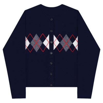 古月限量羊绒菱格开衫马甲套装