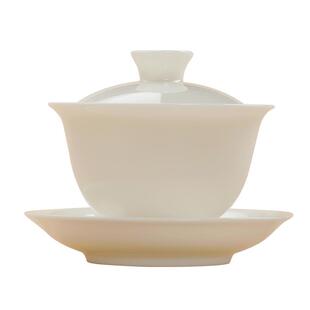 钰铨龙门 玉润冰清清韵盖碗 德化传统中国白瓷纯手工大号三才茶碗