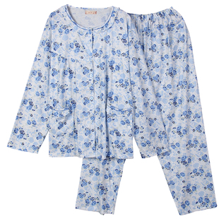 中老年睡衣夏季短袖七分裤加肥加大码200斤胖妈妈家居服套装