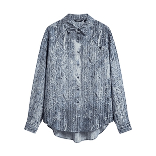 Desigual26春夏新品宽松肌理感斑驳印花女式衬衫