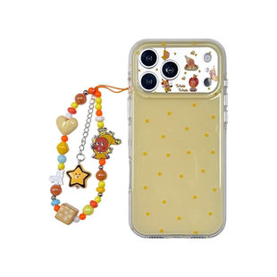 轻派ins风韩系黄色星星带链条适用苹果17promax手机壳iphone16pro新款15女款趣味简约小众创意双层壳全包硬壳