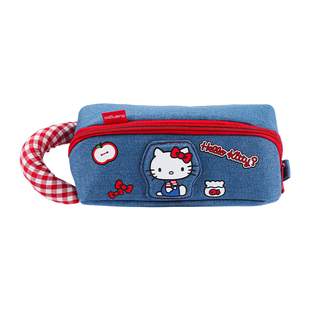 HelloKitty正版授权牛仔笔袋可爱卡通大容量手提收纳包