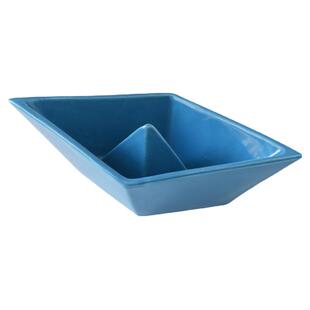 蓝色白色创意陶瓷几何小舟小船折纸模型造型摆件艺术海洋软装饰品