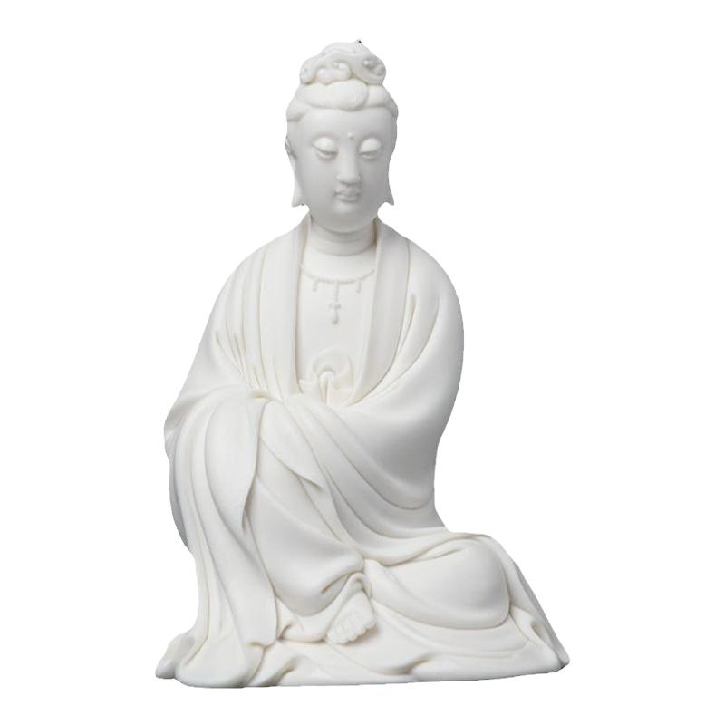 戴玉堂郑清海陶瓷摆件《披坐观音(素烧)》菩萨佛像客厅观世音像