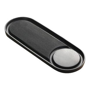 陶瓷功夫茶具配件干泡盘小型办公室家用复古现代黑陶圆月茶盘壶承