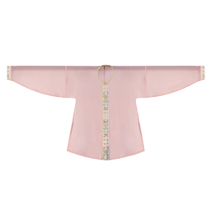 福鹿记[纷然]圆领衫明制天丝柔纱半袖短衫浅酡粉蔚蓝小鸭黄玉兰白