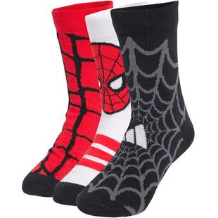阿迪达斯男童袜子25夏秋漫威联名蜘蛛侠款儿童中长筒运动袜JM1827