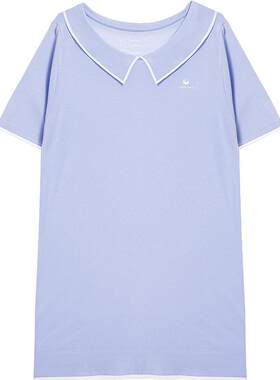 爱慕26春夏海藻家居服女抗菌防螨翻领睡衣深睡连衣裙AM44C641