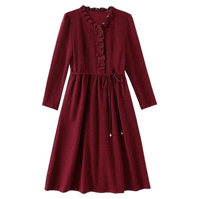 喜婆婆婚宴装连衣裙女2025新款小个子妈妈结婚礼服秋冬季加厚裙子