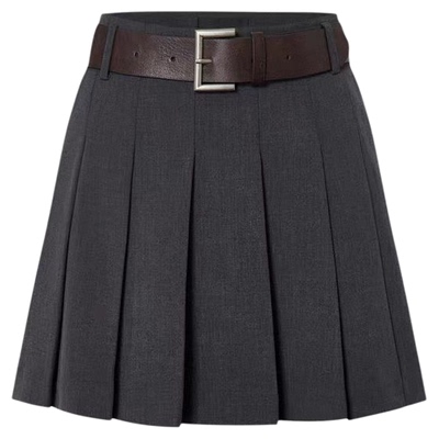 MO2026春季新品百搭高腰显瘦百褶半身裙短裙配腰带MBF1SKT011