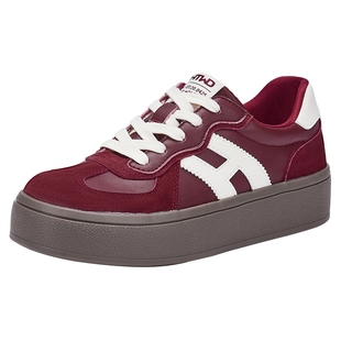 热风厚底德训鞋女款2026年春季新款复古红色增高女鞋百搭休闲鞋子