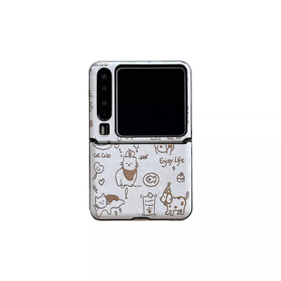 可爱线条猫咪适用华为Pura X折叠屏手机壳pocket 2小米mixflip2指环扣三星zflip7手绳OPPOFindN3Flip荣耀vivo