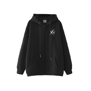 美式男生连帽拉链卫衣2025新款爆款春秋冬季加绒印花休闲外套ins