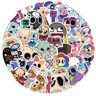 51张新款丹迪的世界Dandy's World涂鸦趣玩贴纸装饰文具头盔相框画手账水杯汽车行李箱DIY尾箱防水不干胶贴纸