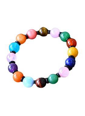 多宝水晶手串多彩圆珠手链女首饰甜美可爱少女风多巴胺时尚饰品