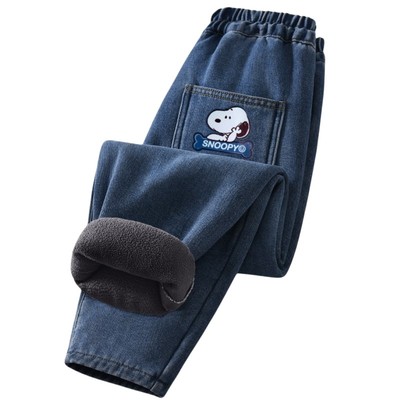 史努比儿童加绒牛仔裤保暖透气