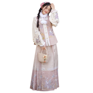 墨子研相思兔汉服女装明制马面裙比甲琵琶袖加厚款2023新款秋冬季