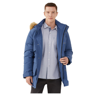 波顿2025年冬季新款高端蓝色男士中长款羽绒服白鸭绒