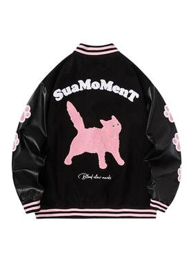SUAMOMENT剪影猫咪棒球服