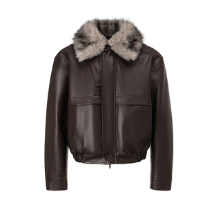 BALIANG「捌樑」 迂'detour' 廓形翻毛领复古皮衣夹克棉服外套