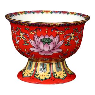 珐琅彩供碗贡碗佛前供佛小碗陶瓷供水斋菜碗佛堂贡品碗八吉祥佛具