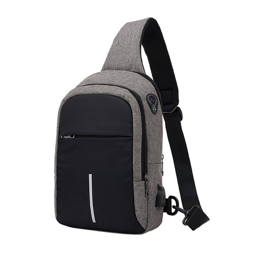 防盗胸包男士斜挎包韩版潮单肩包背包多功能男包休闲牛津布胸前包