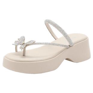 百丽水钻蝴蝶一字带夹脚人字拖女夏新款时尚精致凉鞋B2012BT4