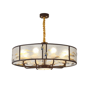 餐饮店吊灯带射灯设计师新中式客厅现代轻奢别墅酒店包厢包间吊灯