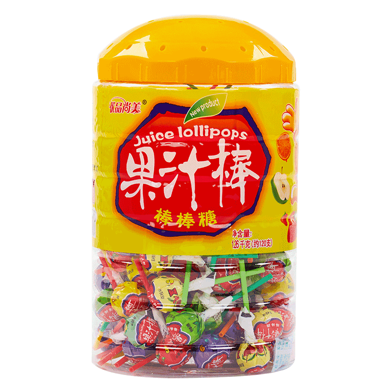 水果味棒棒糖桶装袋装儿童糖果