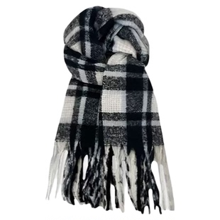 黑色围巾女冬季2025新款加厚保暖韩系氛围感女生日礼物格子围脖潮