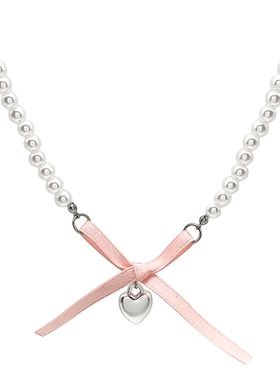爱心蝴蝶结珍珠轻奢气质名媛颈链