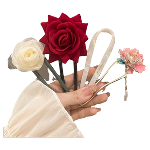 儿童发簪u型发夹u形古风女盘发插梳高级感新中式簪花头饰发梳发钗