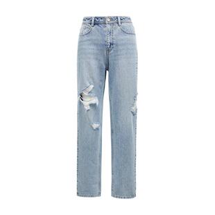 【新】绫致ONLY25春夏时尚高腰破洞九分裤锥形裤牛仔裤女潮