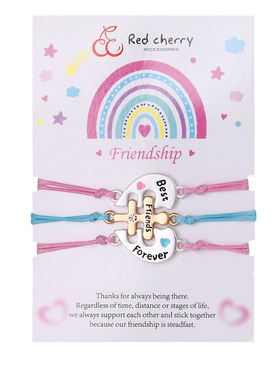 闺蜜儿童爱心拼接手链简约可爱三人好朋友百搭手饰专属友谊套装