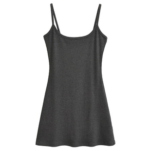 【包邮】灰色小个子弹力显瘦吊带裙女夏季新款百搭短款A字连衣裙