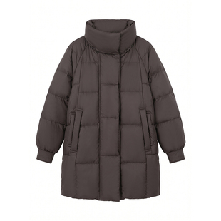 it b+ab 2026冬季新款咖啡色羽绒服女中长款连帽厚实通勤休闲外套