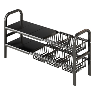 厨房置物架可伸缩下水槽橱柜内分层放锅架锅具多功能柜子收纳架子