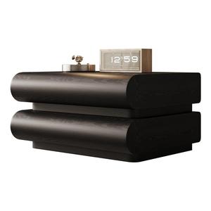 宜洛 月半床头柜 意式极简床边柜智能黑色皮质收纳柜现代储物柜子